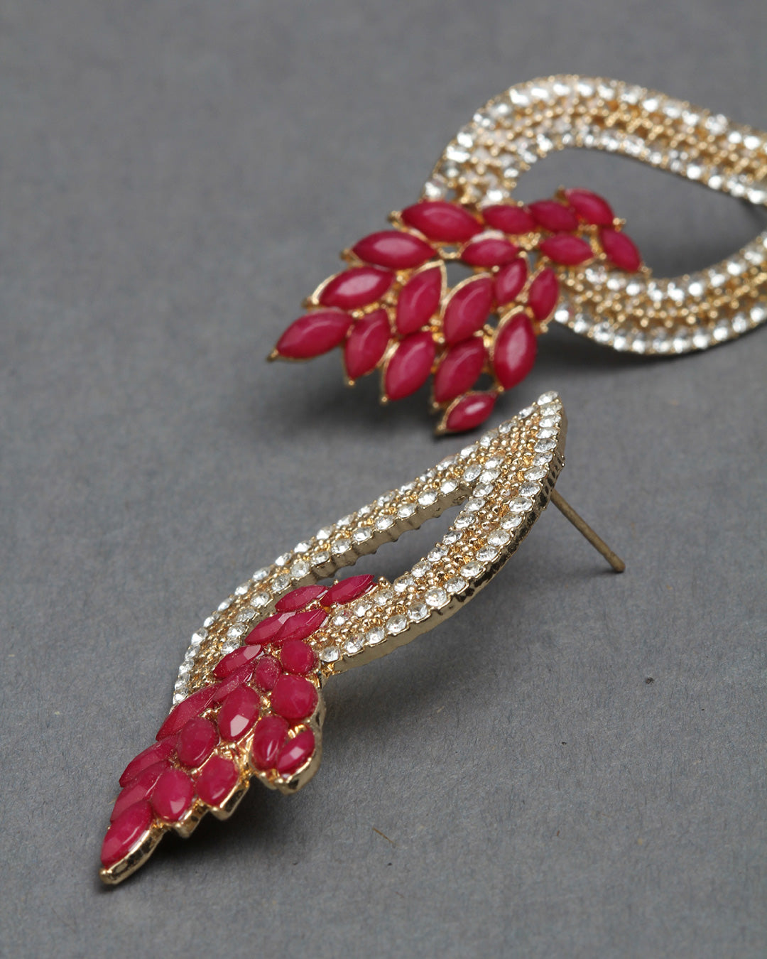 Stylish Pink Red Dangler Earrings