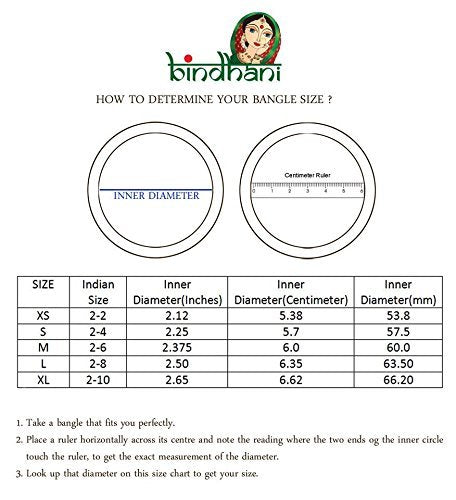 Bindhani Bangle Size chart