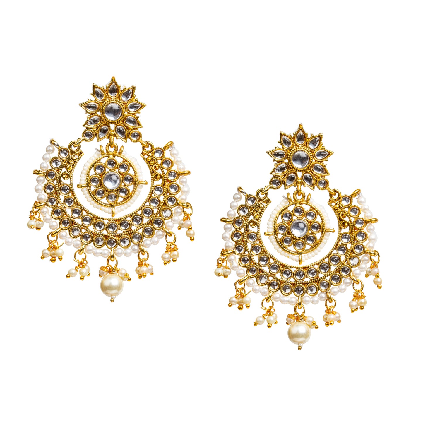 Pearl & Kundan Gold-Plated Maang Tikka and Earrings