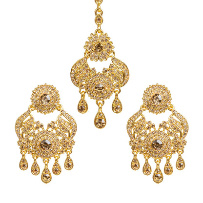 Maang Tikka Earrings With Stone