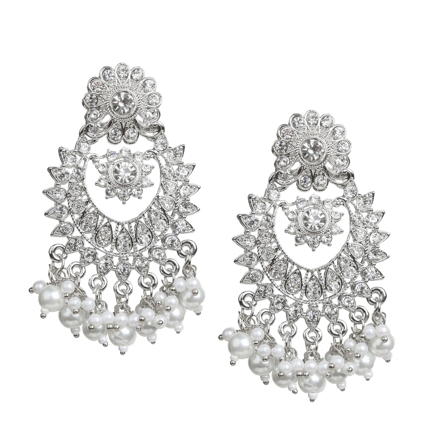 Silver-Plated Earrings with Maang Tikka