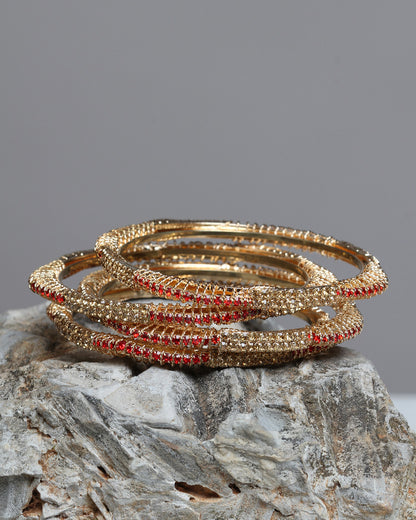 bindhani golden red stone bangle set for women girls