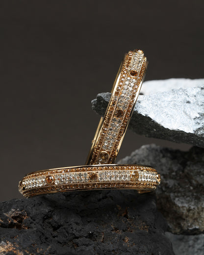 bindhani gold plated golden stone bangle set for women and girls