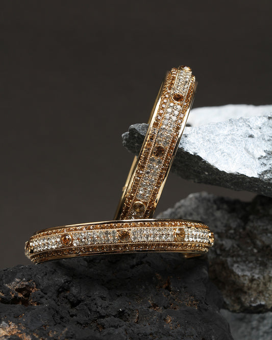 bindhani gold plated golden stone bangle set for women and girls
